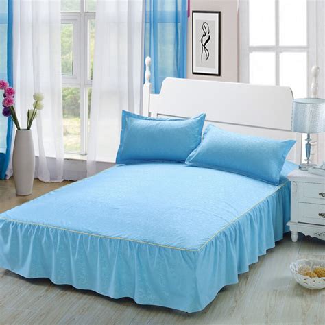 Sky Blue Bed Skirts For Bedroom Dorm St13 Bedding Covers Mattress