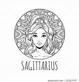 Sagittarius Zodiac sketch template