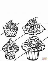 Coloring Cupcakes Cupcake Pages Zentangle Cakes Adult Color Adults Kids Book Desserts Muffins Print Printable Simple Cake Cup Little Girl sketch template