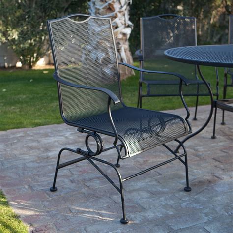 woodard stanton wrought iron coil spring dining chair set