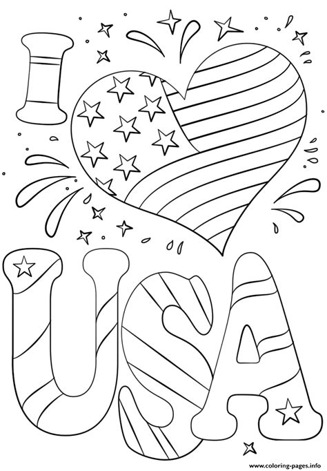 love usa  july coloring page printable