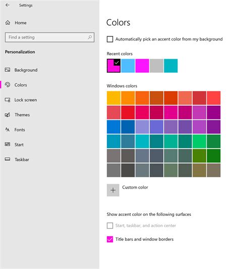 windows  personalizationcolor settings