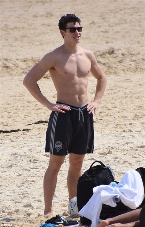 shawn mendes shows off sizzling six pack at sydney beach daily mail online