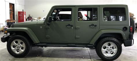 military green matte wrap jeep  custom vehicle wraps