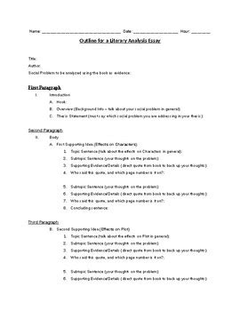 literary analysis outline  jaclyn baca tpt