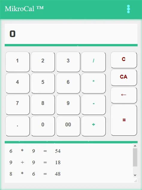 simple  intelligent standard calculator  html sourcecodester