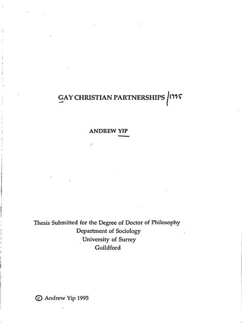 Yip 1995 Gay Christian Partnerships Pdf Homosexuality Human