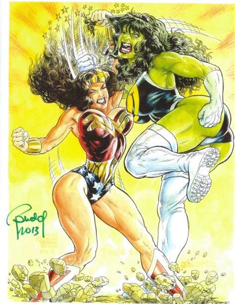 Wonder Woman V She Hulk Superhero Art Shehulk