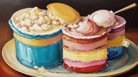 Peachy Bliss A Scrumptious Peach Ice Cream Sandwich In Impressionist