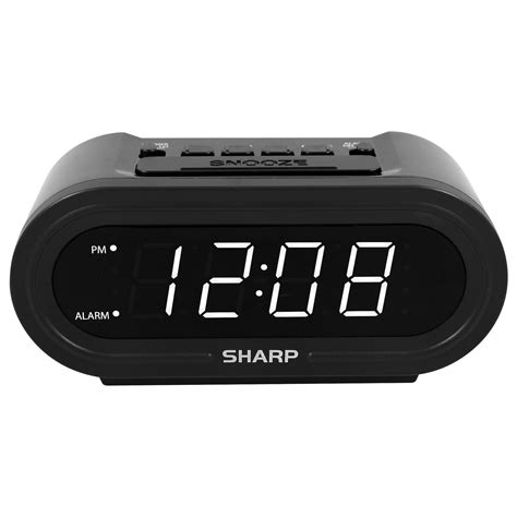 sharp digital alarm clock accuset automatic set  white led display