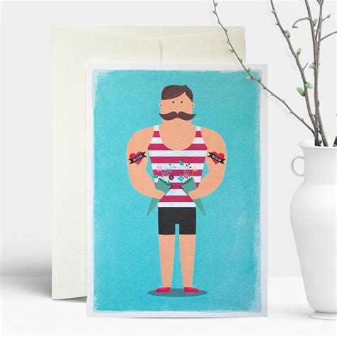 Muscle Man Greeting Card By Duke And Rabbit