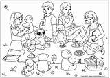 Picnic Colouring Teddy Bears Pages Bear Scene Coloring Sketch Birthday Summer Party Activity Activityvillage Village Print Family Kids раскраски Printable sketch template