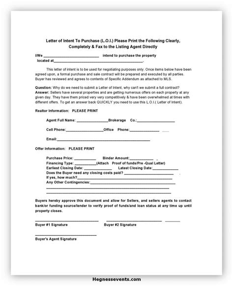 sample letter  intent template     hennessy