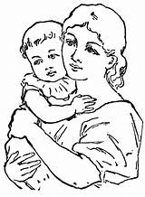 Mom Baby Holding Pages Coloring Colouring Color Mother Child Clip Kids sketch template