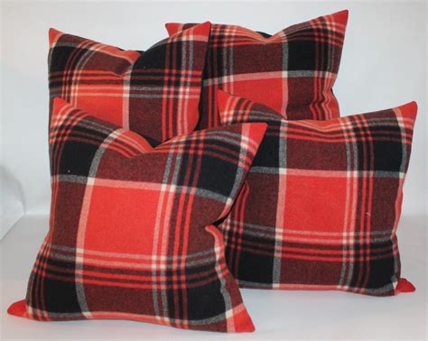 plaid pendleton blanket pillows pair for sale at 1stdibs