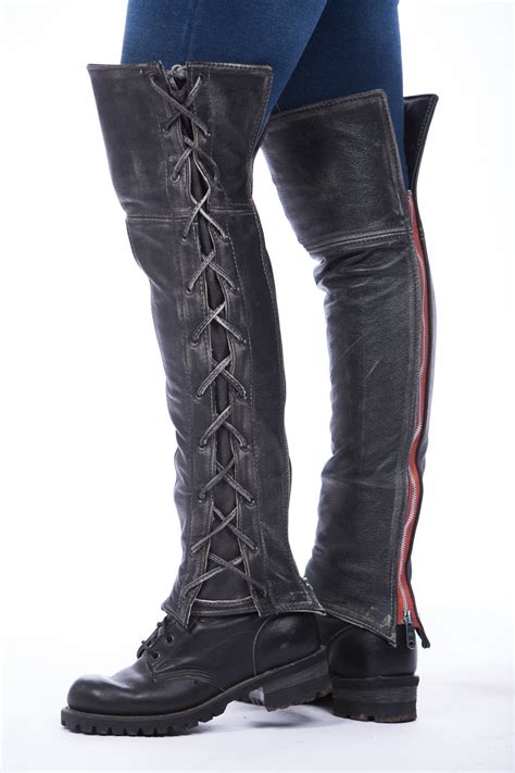 distressed laced  chaps lissa hill leather