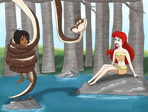 ariel kaa and mowgli in the coils updated by hem474 on deviantart