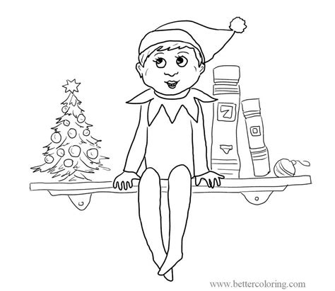 christmas tree  elf   shelf coloring pages  printable