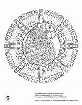 Mandala Coloring Parrot Adult Pages Woojr Kids Printable sketch template