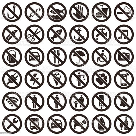 set of prohibited sign stock illustration download image now istock
