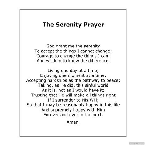 printable serenity prayer printable world holiday