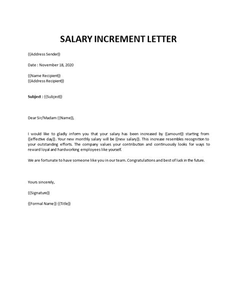 salary increment letter gambaran