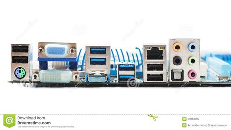 Motherboard Ports Stock Image Image Of Connectors Background 29143599