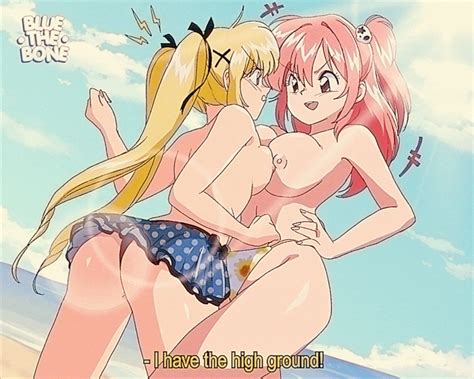 rule 34 2d 2d animation 2girls animated areolae ass beach big breasts