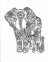 Coloring Elephant Pages Hard Adults Print sketch template