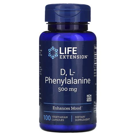 Life Extension D L Phenylalanine 500 Mg 100 Vegetarian Capsules Iherb