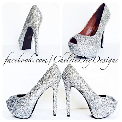 silver glitter high heels gray peep toe platform pumps sparkly prom