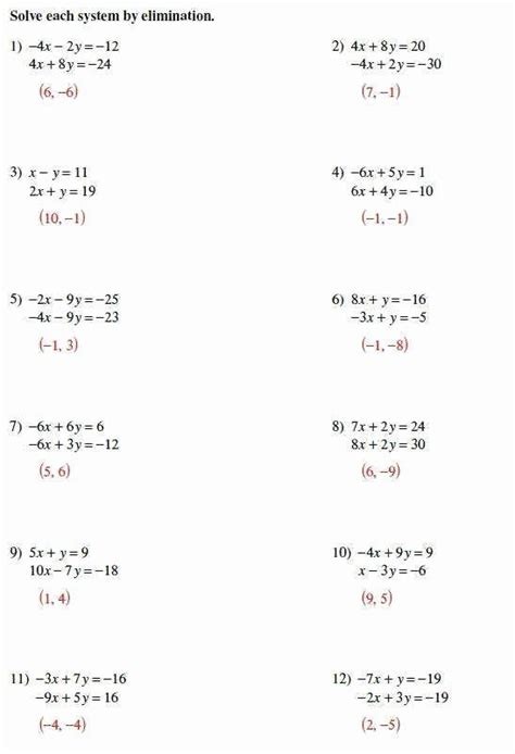 systems  equations review worksheet chessmuseum template library