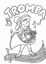 Trompa Musicales Instrumento sketch template