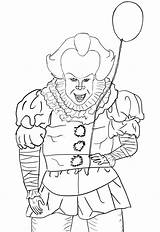 Pennywise Scary Linework sketch template