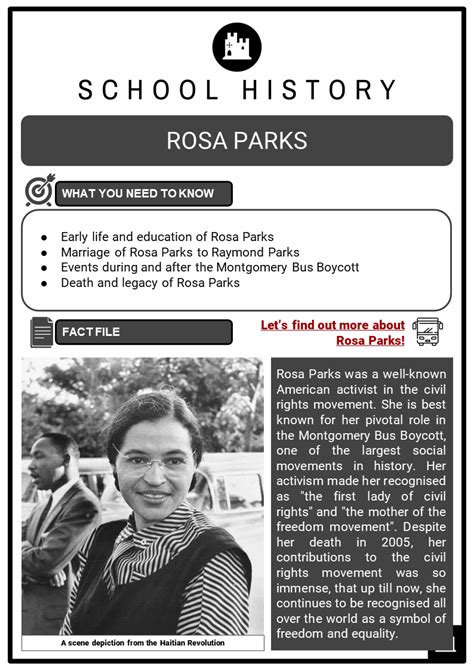 rosa parks facts worksheets early life education legacy