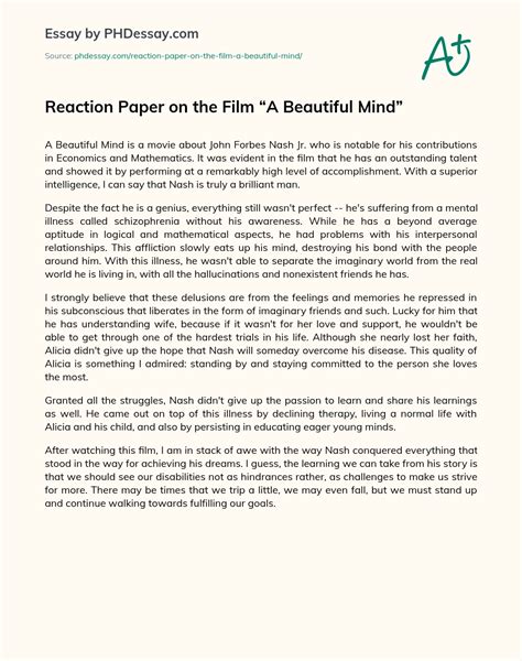 reaction paper   film  beautiful mind response  review
