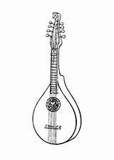 Coloring Instrument Cittern Kleurplaat Musical Instruments Clipart Stringed Pages Bandurria sketch template