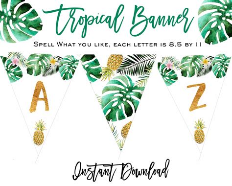 tropical banner tropical birthday party banner tropical baby etsy