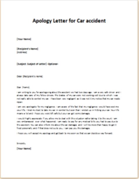 apology letter  car accident writelettercom