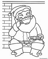 Santa Coloring Christmas Pages Eating Cookies Gingerbread Drinking Milk Children Printable Digger Sheets Holiday Kids Honkingdonkey Color Sheet Library Clipart sketch template