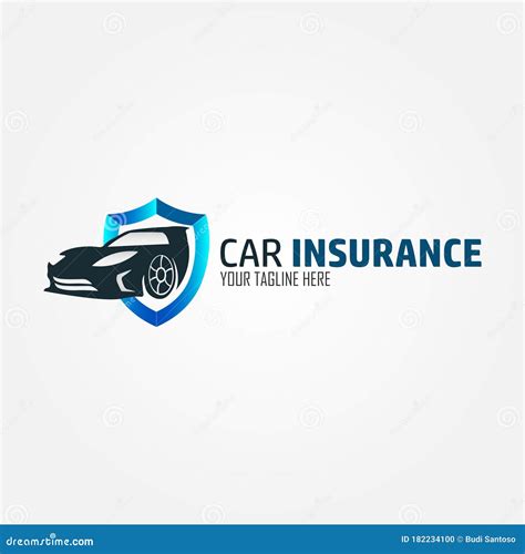 car insurance logo design concept  car  shield stock vector illustration  design