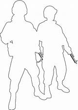 Soldiers Silhouette Outline Silhouettes Coloring Pages Drawing sketch template