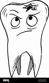 Tooth Cartoon Decay Unhappy Vector Carious Decayed Alamy Looking sketch template