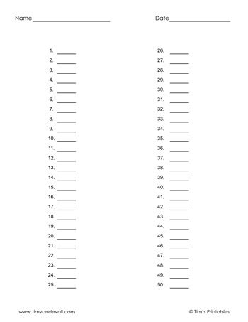 answer sheet template  tims printables