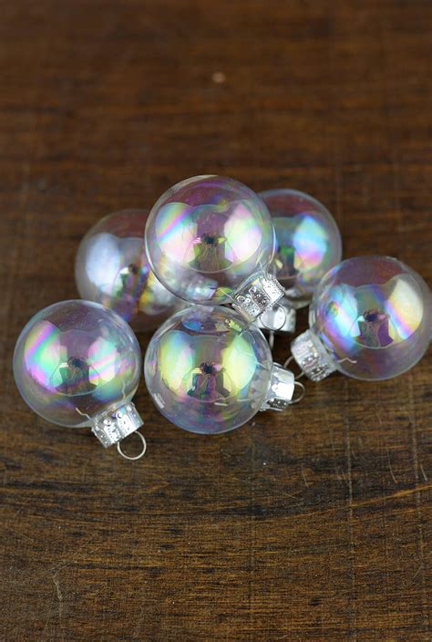 clear glass  ornament balls iridescent mm