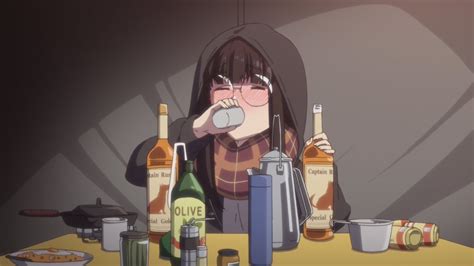 Anime Girl Drinking Alcohol