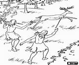 Coloring Prehistory Pages Hunters Spears Oncoloring Cro Magnon Prehistoric sketch template