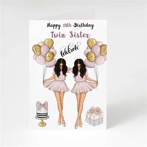 twin sister birthday card age card young woman girl etsy uk