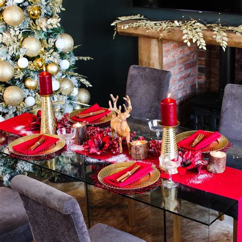 luxury christmas tablescape red gold christmas decor christmas table