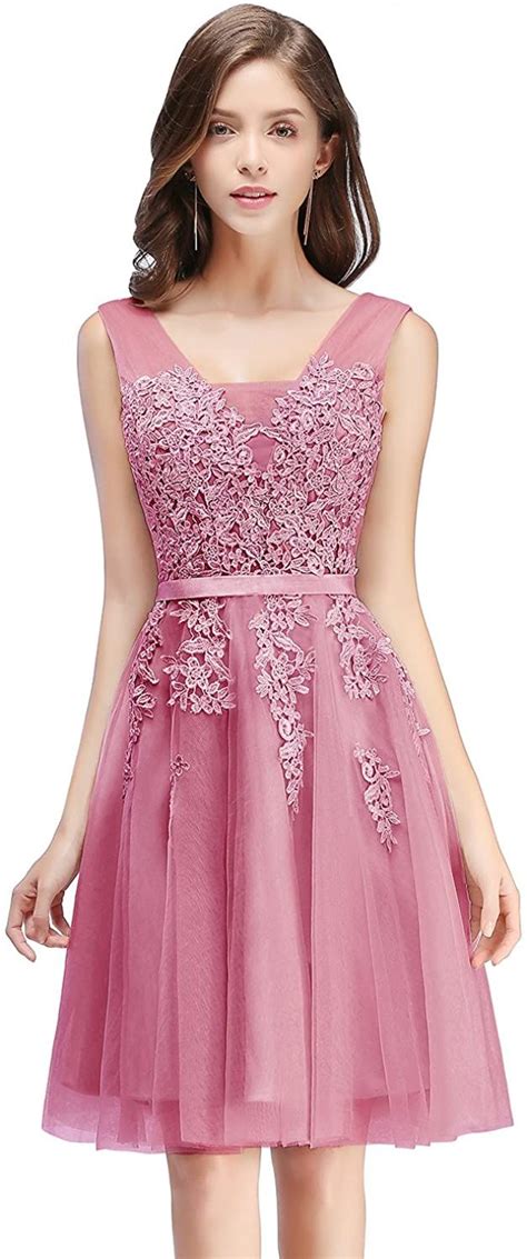price babyonlinedress womens lace tulle short  neck bridesmaid homecoming gown